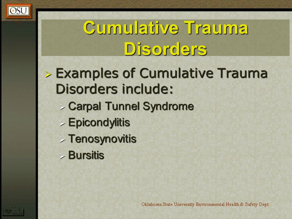 Cumulative trauma disorders: A review